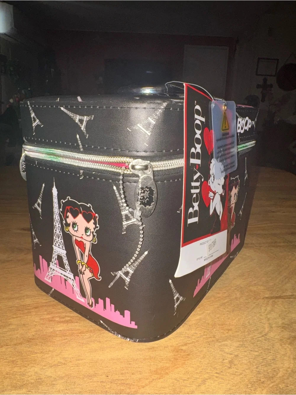 Betty Boop Black and Pink Eiffel Tower Cosmetic Case